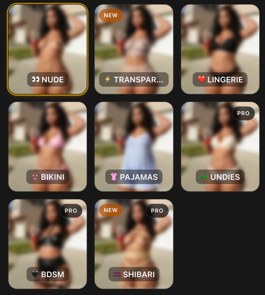 OpenGoon Xray Tool style examples: Nude, Transparent, Lingerie, Bikini, Pajamas, Undies, BDSM, Shibari